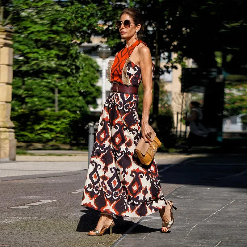 Halter Tassel Sleeveless Backless Dress