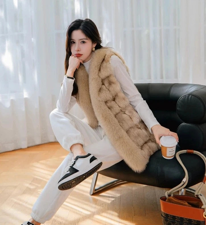 Real Natural Fox Fur Vest (Plus Sizes)