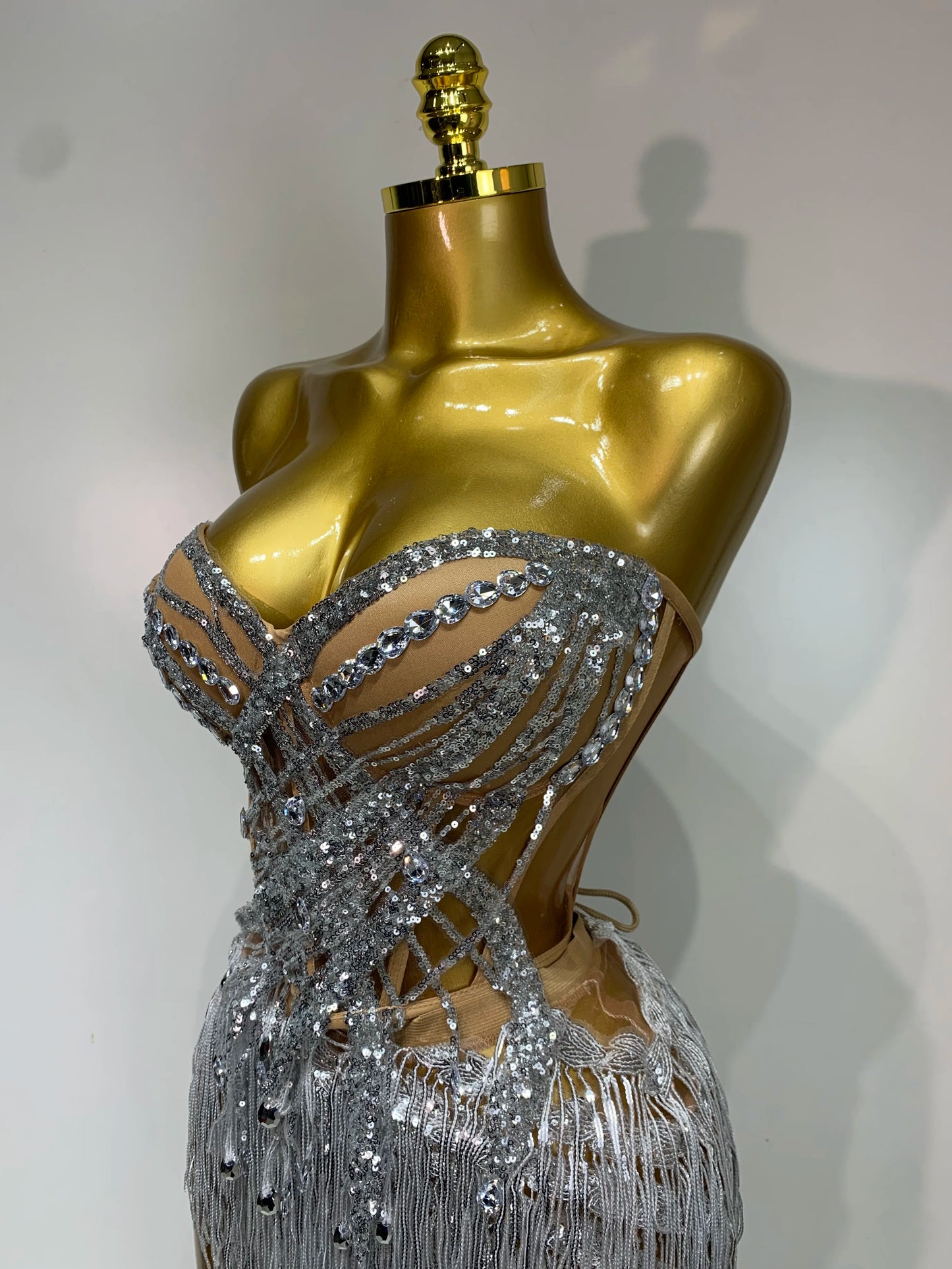 Sequins Side Tassel Mini Dress