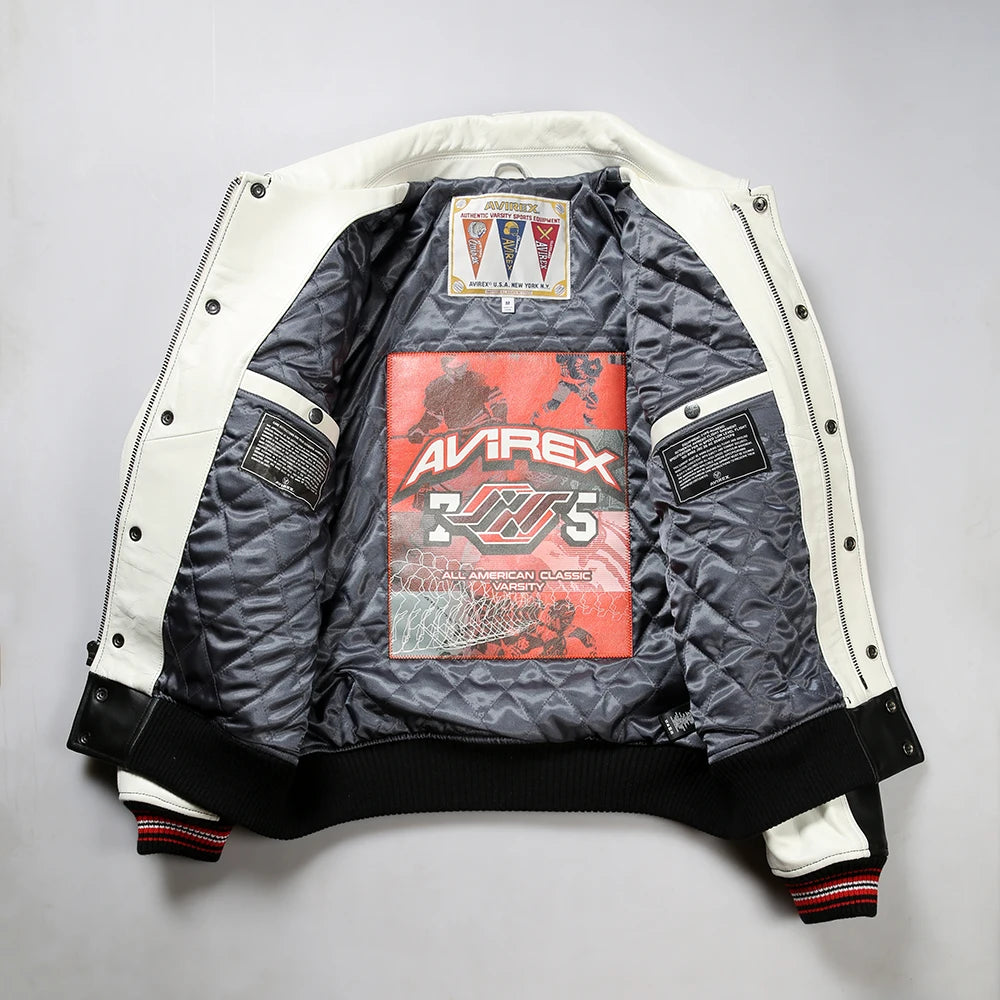 Genuine Leather Jacket Letterman Style