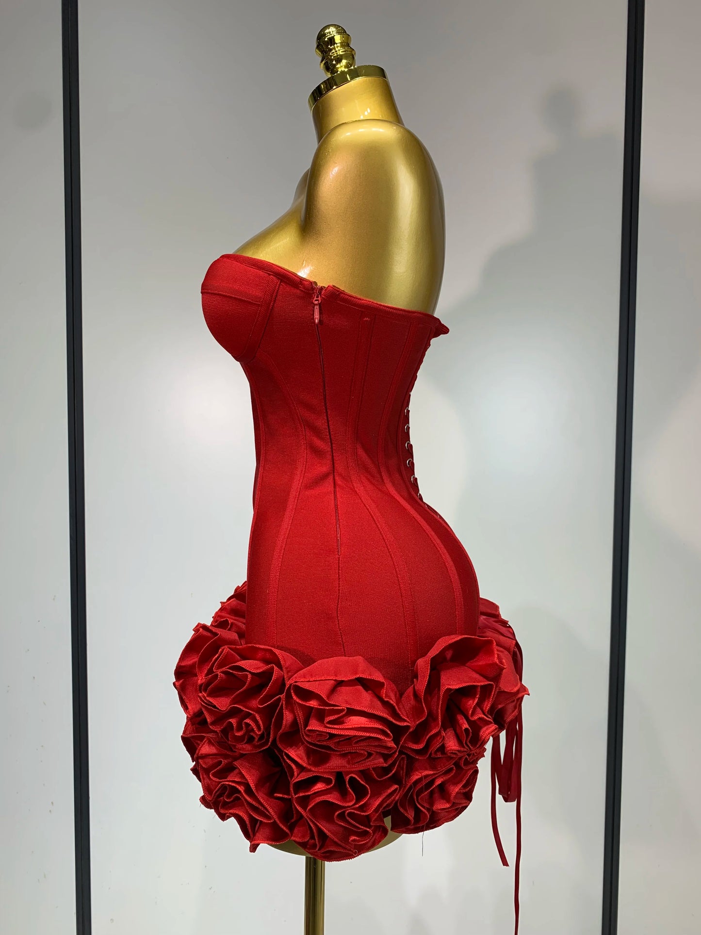 Strapless 3D Flowers Mini Dresses