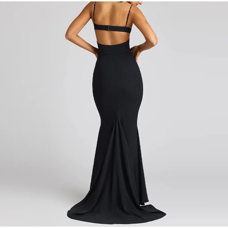 Hollow Shiny Heart Sling Long Dresses