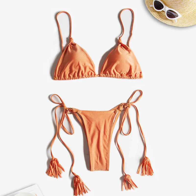 String Belly Brazilian Thong Bikini Sets