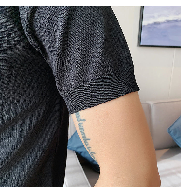 Knit Contrast Stripe Short Sleeve POLO Shirts