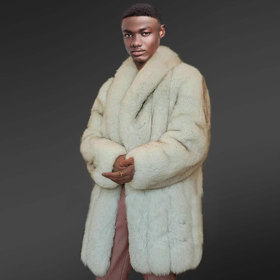 Luxury Real Fur Coat Real Fur Turn-Down Collar