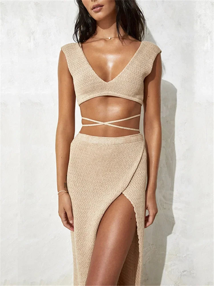 Bra Crop Top & Long Skirt Sets