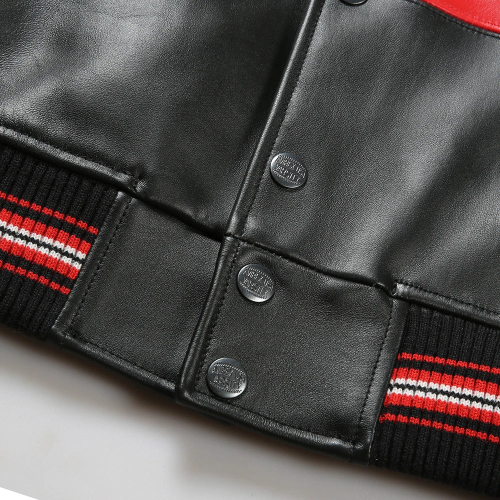 Genuine Leather Jacket Letterman Style