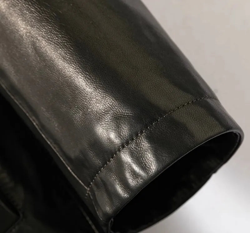 Genuine Leather Down Mink Fur Coats Real Fur Collar