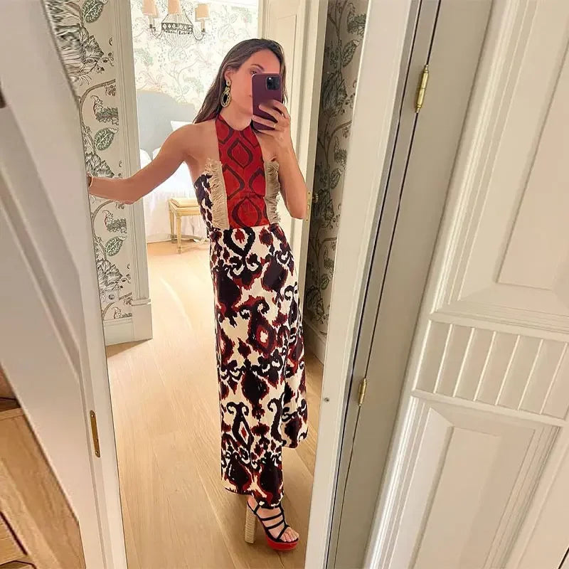Halter Tassel Sleeveless Backless Dress