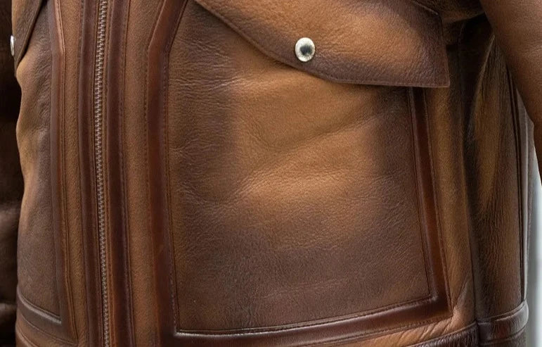 Genuine Leather Coat Real Fur Shearling