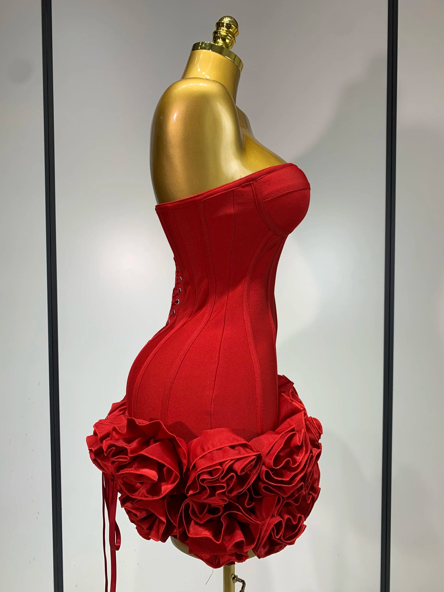 Strapless 3D Flowers Mini Dresses