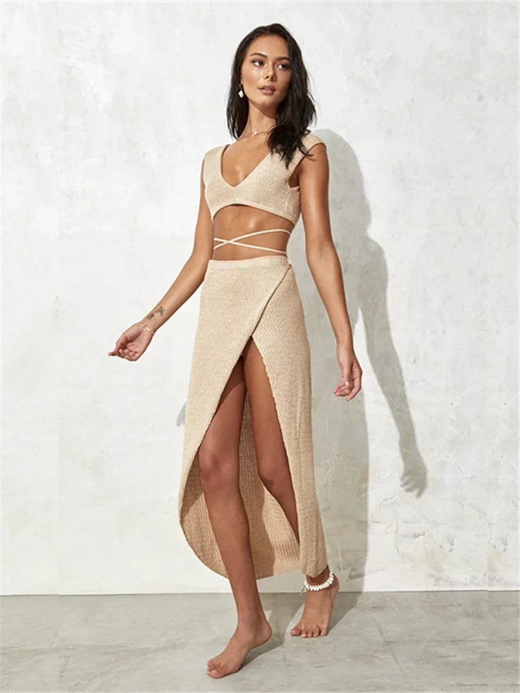 Bra Crop Top & Long Skirt Sets