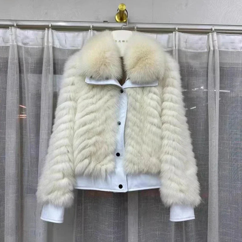 Genuine Leather Knitted Real Fur Coats