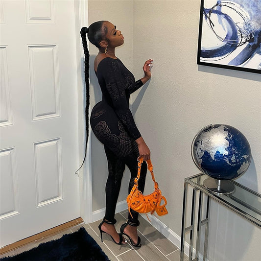 Butterfly Mesh Black Jumpsuit