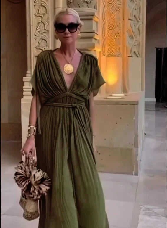 V Neck Boho Summer Maxi Dresses