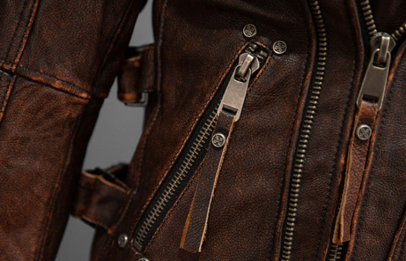 Genuine Leather Jacket Short Vintage