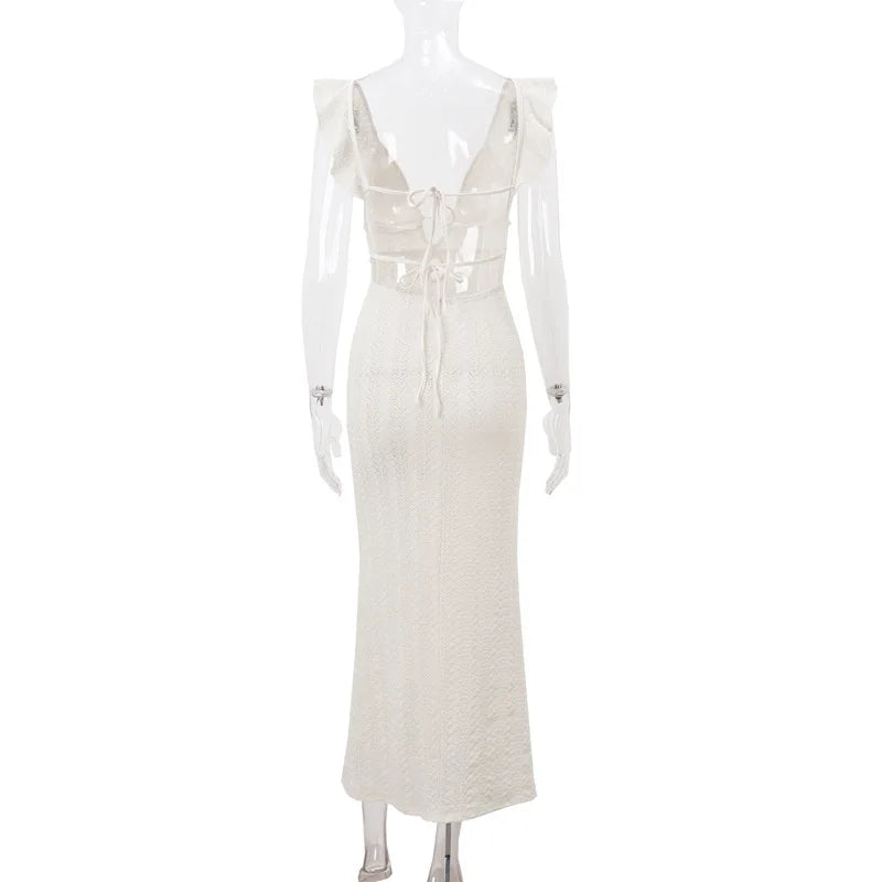 See Through Hollow Backless Maxi Dress