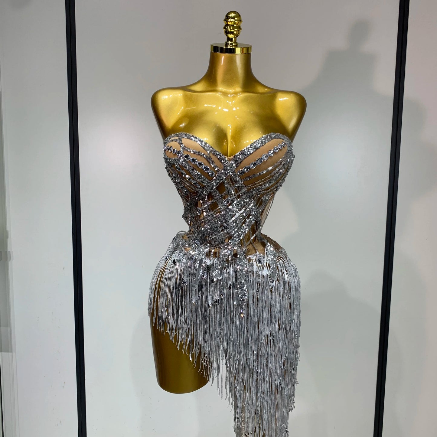 Sequins Side Tassel Mini Dress