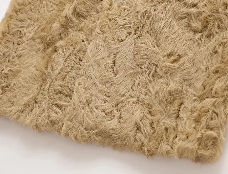 Natural Long Lambswool Real Fur Coats