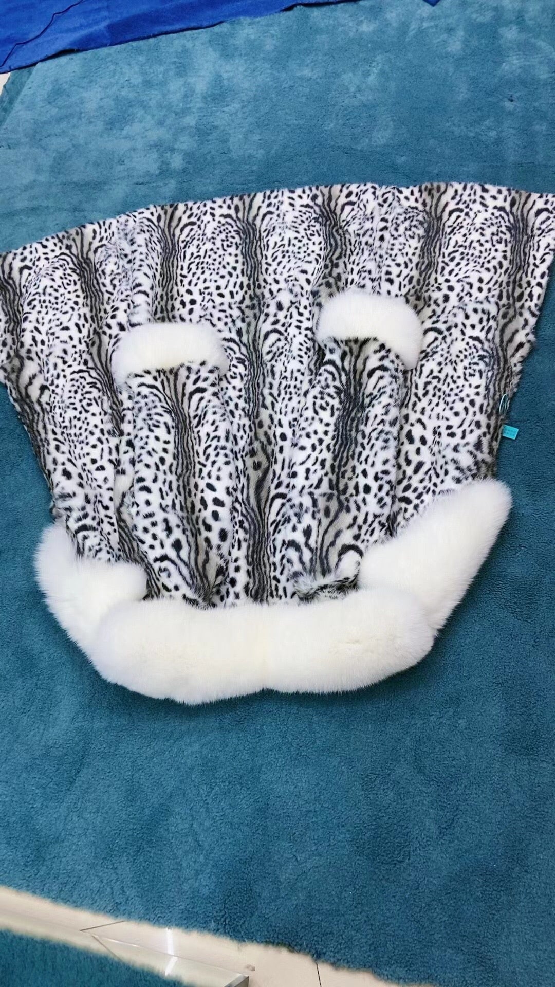 Real Rabbit Fur Coats X-long Real Fox Fur Collar & Cuffs