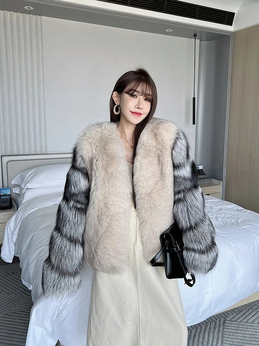 Silver Sleeve Real Fur Coats