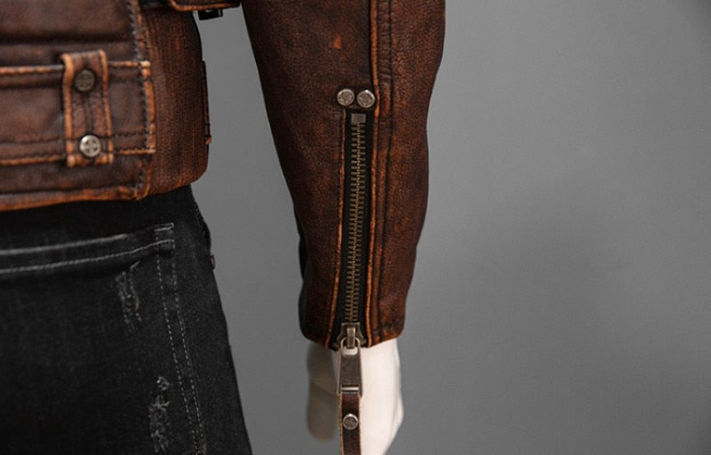 Genuine Leather Jacket Short Vintage