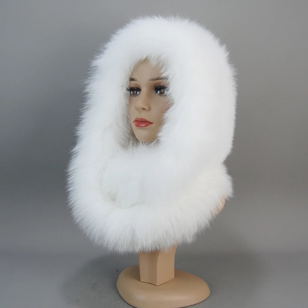 Knitted Real Fur Scarf Hoods