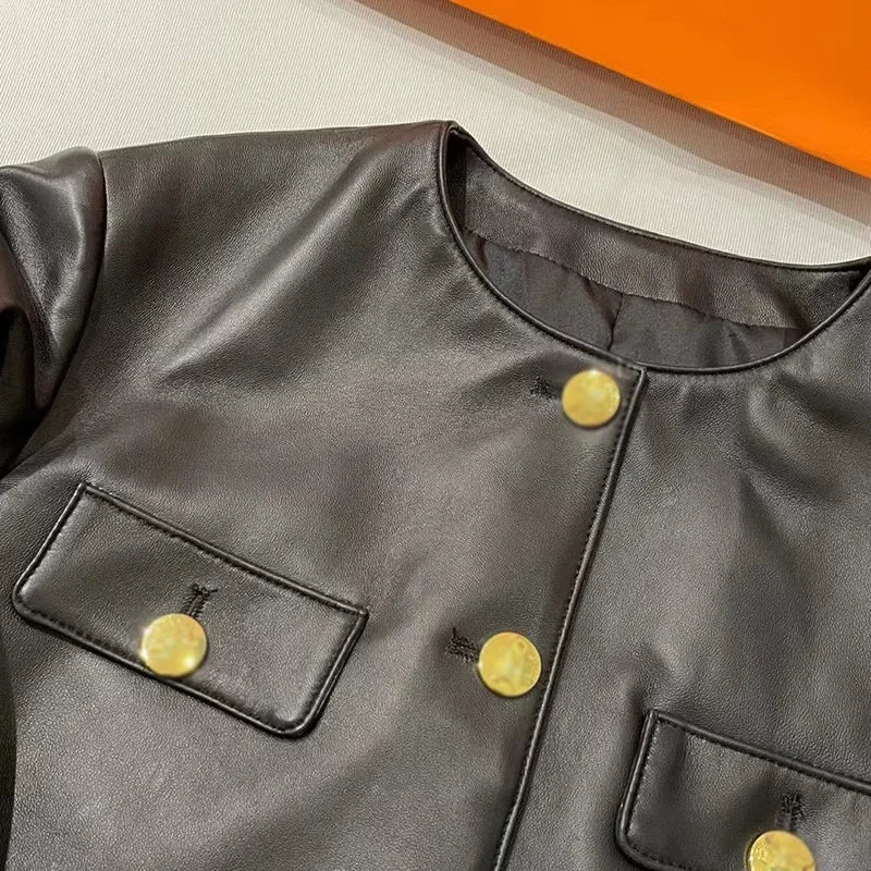 Genuine Leather Jacket No Collar