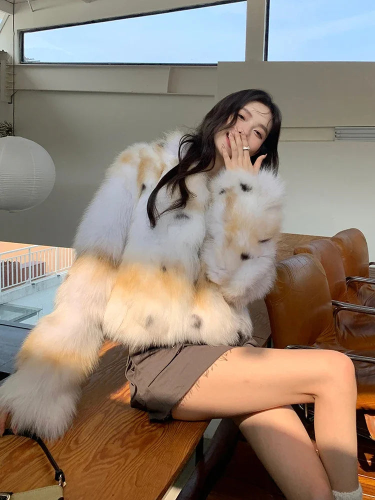 Luxury Fluffy Short Real Fur Coat