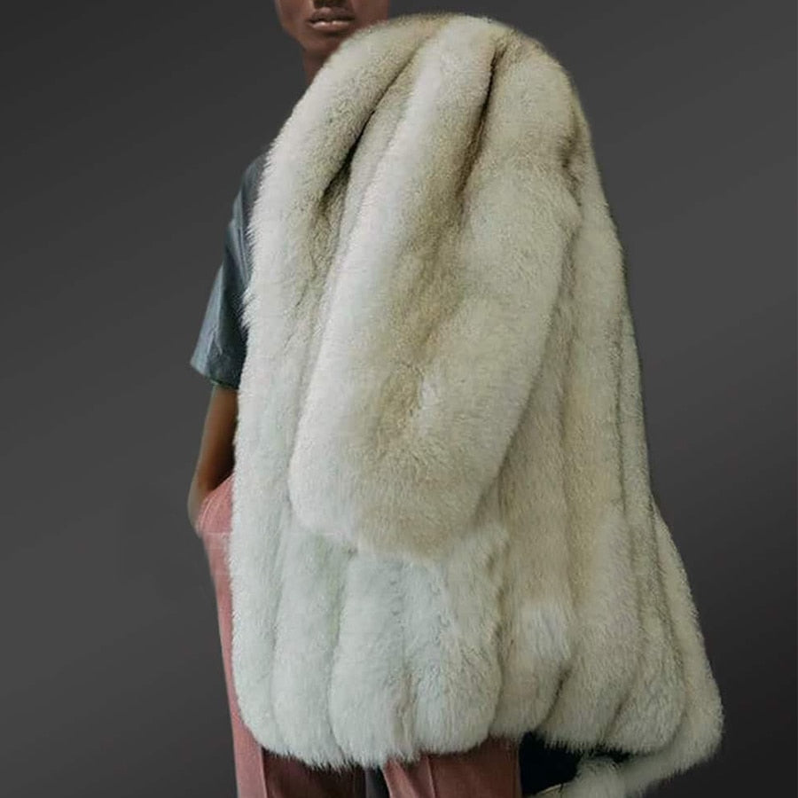 Luxury Real Fur Coat Real Fur Turn-Down Collar