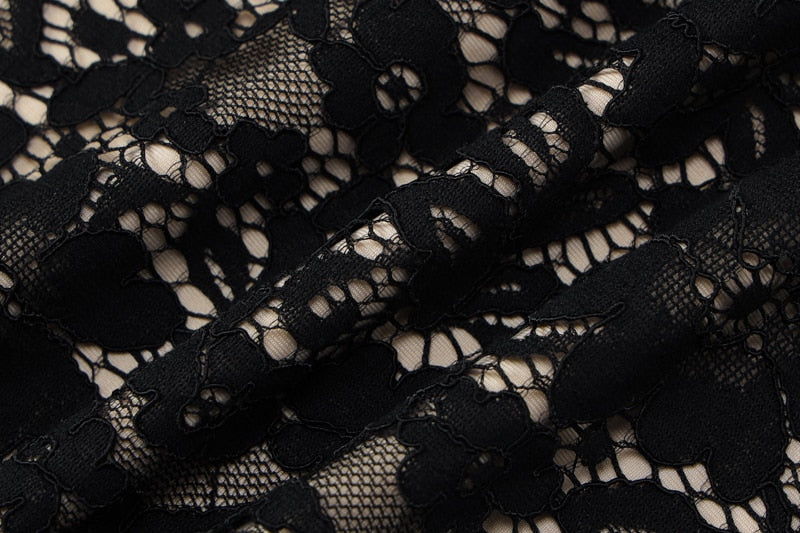 Spaghetti Strap Lace Black Mini Dress