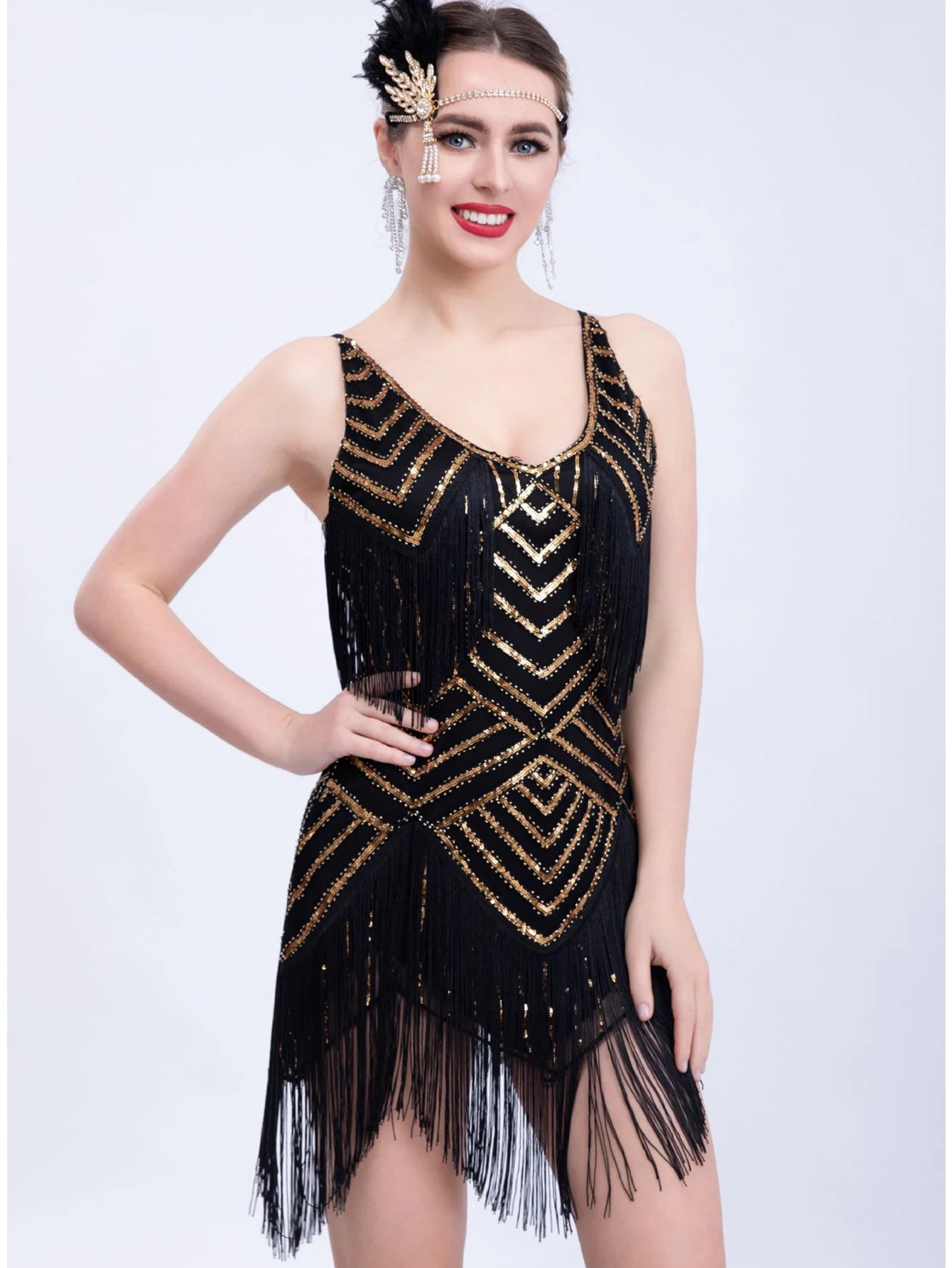 Vintage Style Sequin Tassel Mini Dresses