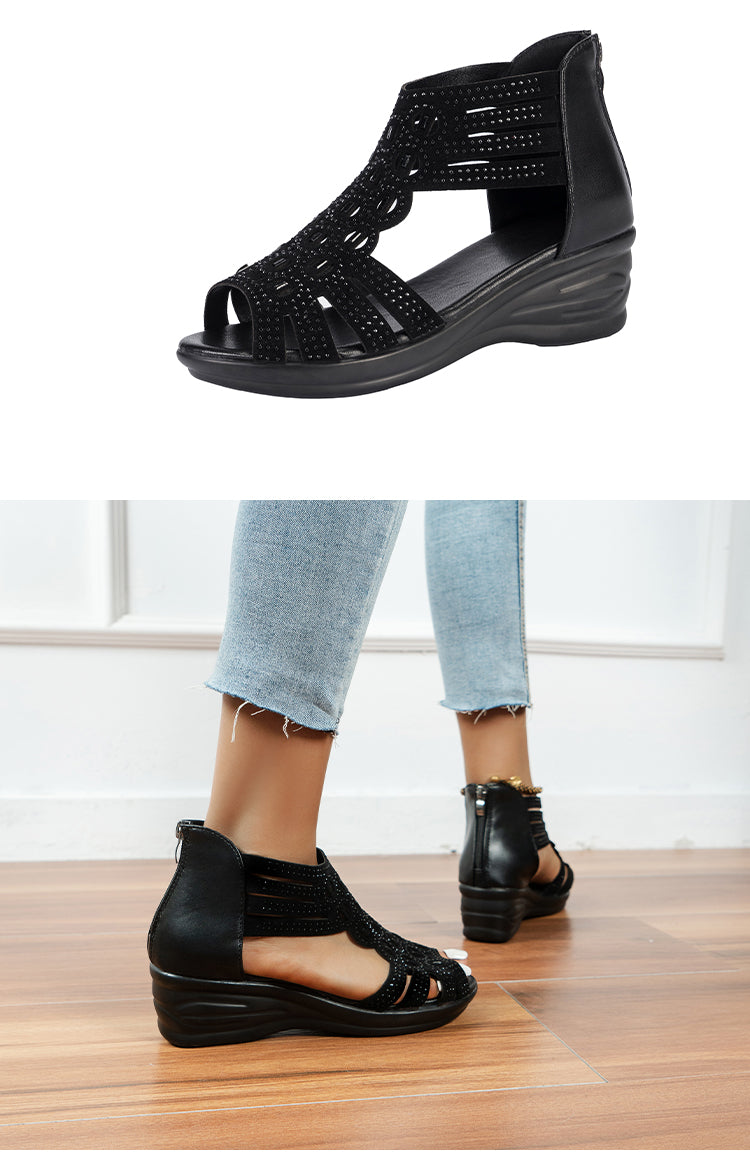 Roman Thred Low Wedge Sandals
