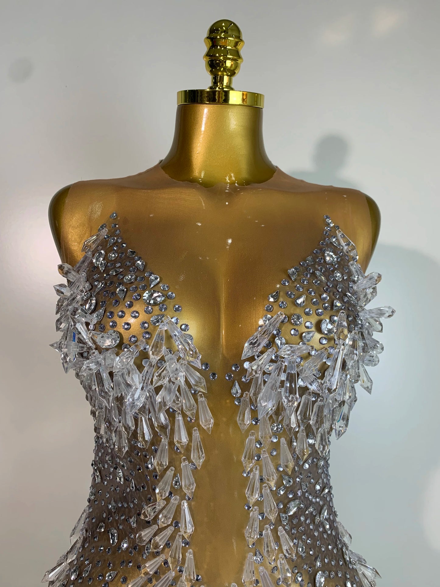 Luxury Mesh Crystal Diamonds Mini Dress