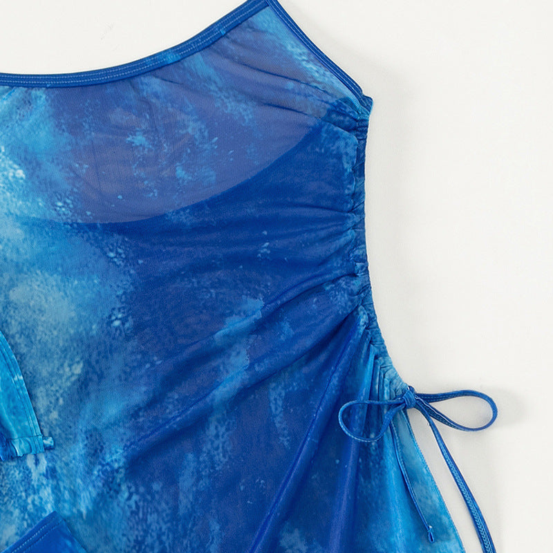 Water Blue Bikini Set & Under Bust Dress Cover Up