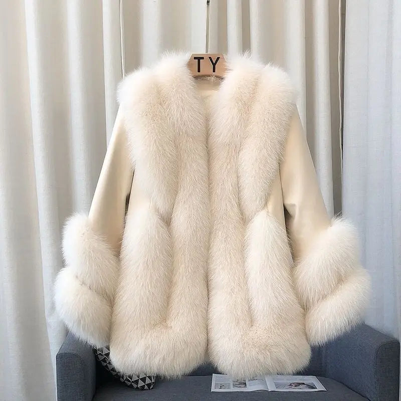 Genuine Leather Coats Real Fur Duck Down