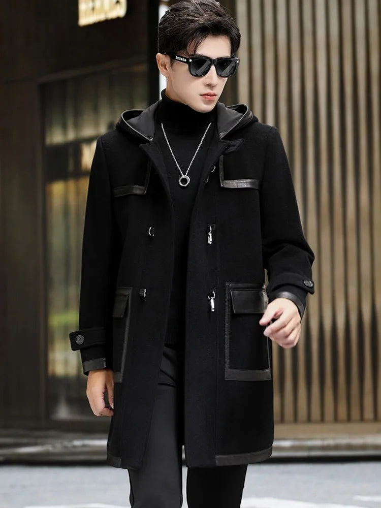 Long Real Wool Coats Hooded