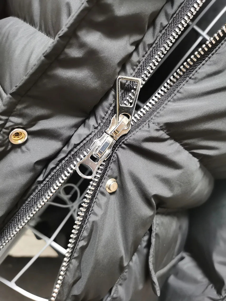 Losse Duck Down Real Fox Fur Collar Parka Puffer Coats