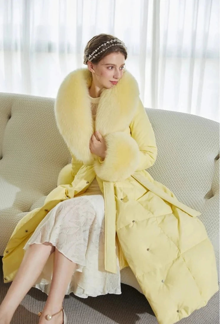Luxury Duck Down Long Puffer Coats Real Fur
