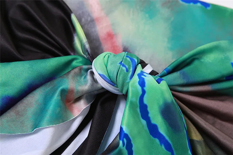 Printed Sheer Mesh Crop Top & Maxi Skirts Set