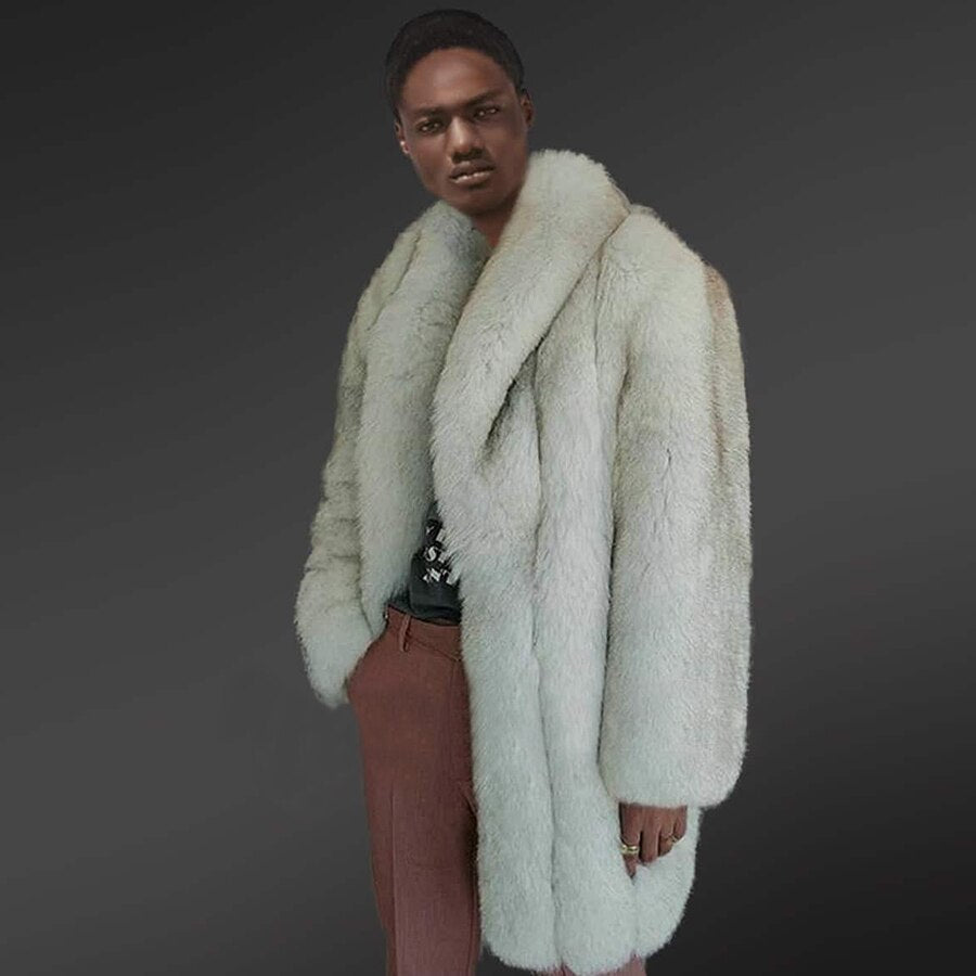 Luxury Real Fur Coat Real Fur Turn-Down Collar
