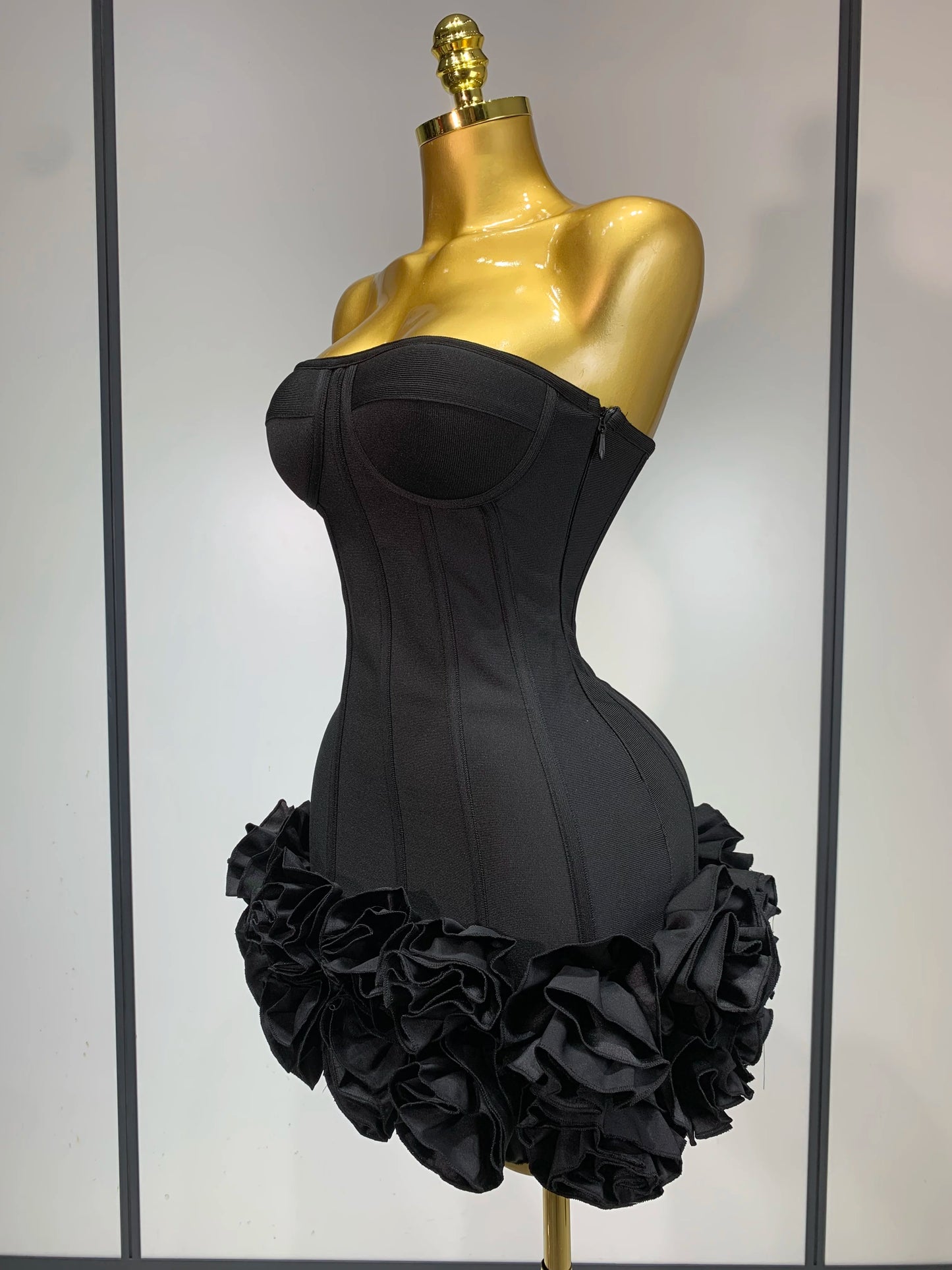 Strapless 3D Flowers Mini Dresses