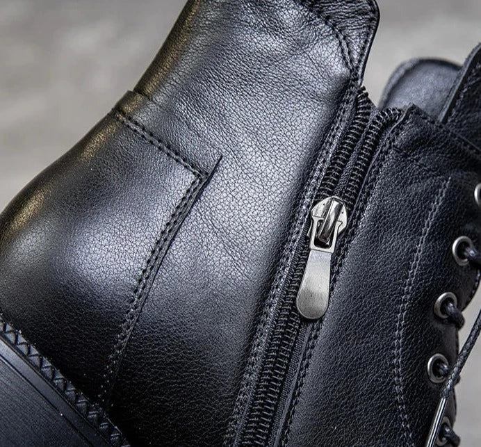 Black Platform Genuine Leather Ankle Boots