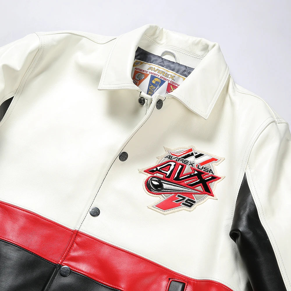 Genuine Leather Jacket Letterman Style