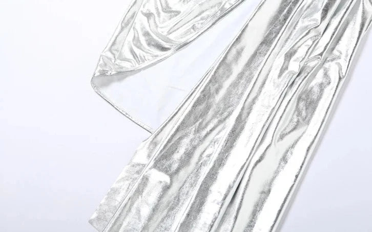 Silver One Shoulder Irregular Maxi Dress