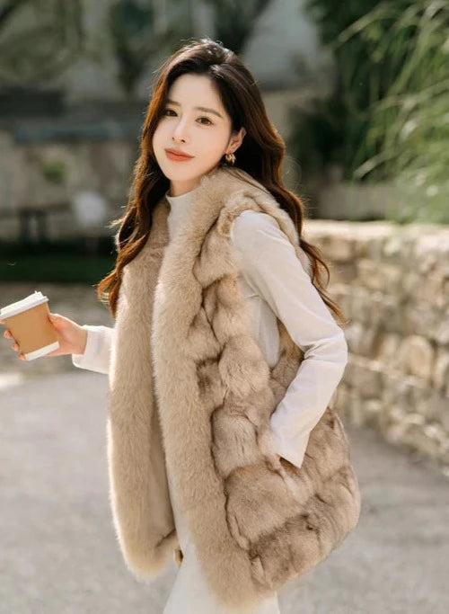 Real Natural Fox Fur Vest (Plus Sizes)