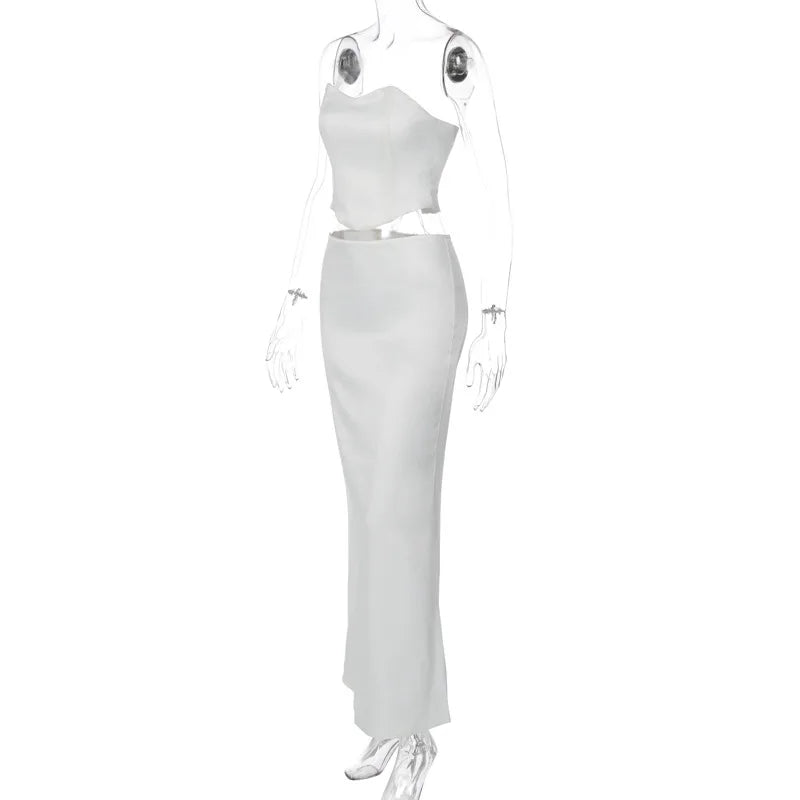 Corset Style Crop Top & Long Skirt Sets