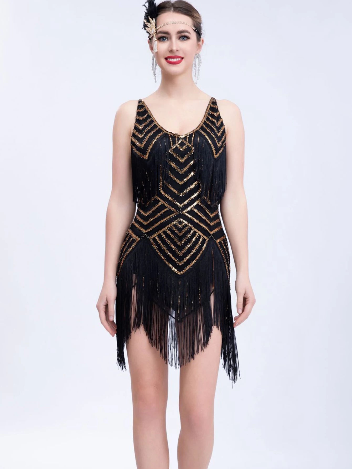 Vintage Style Sequin Tassel Mini Dresses