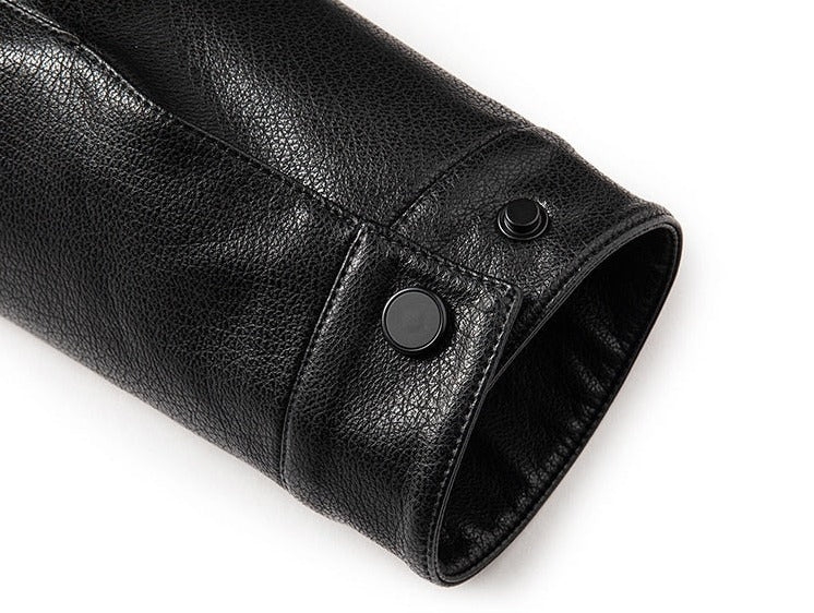 Genuine Leather Jackets Thin Stand Collar