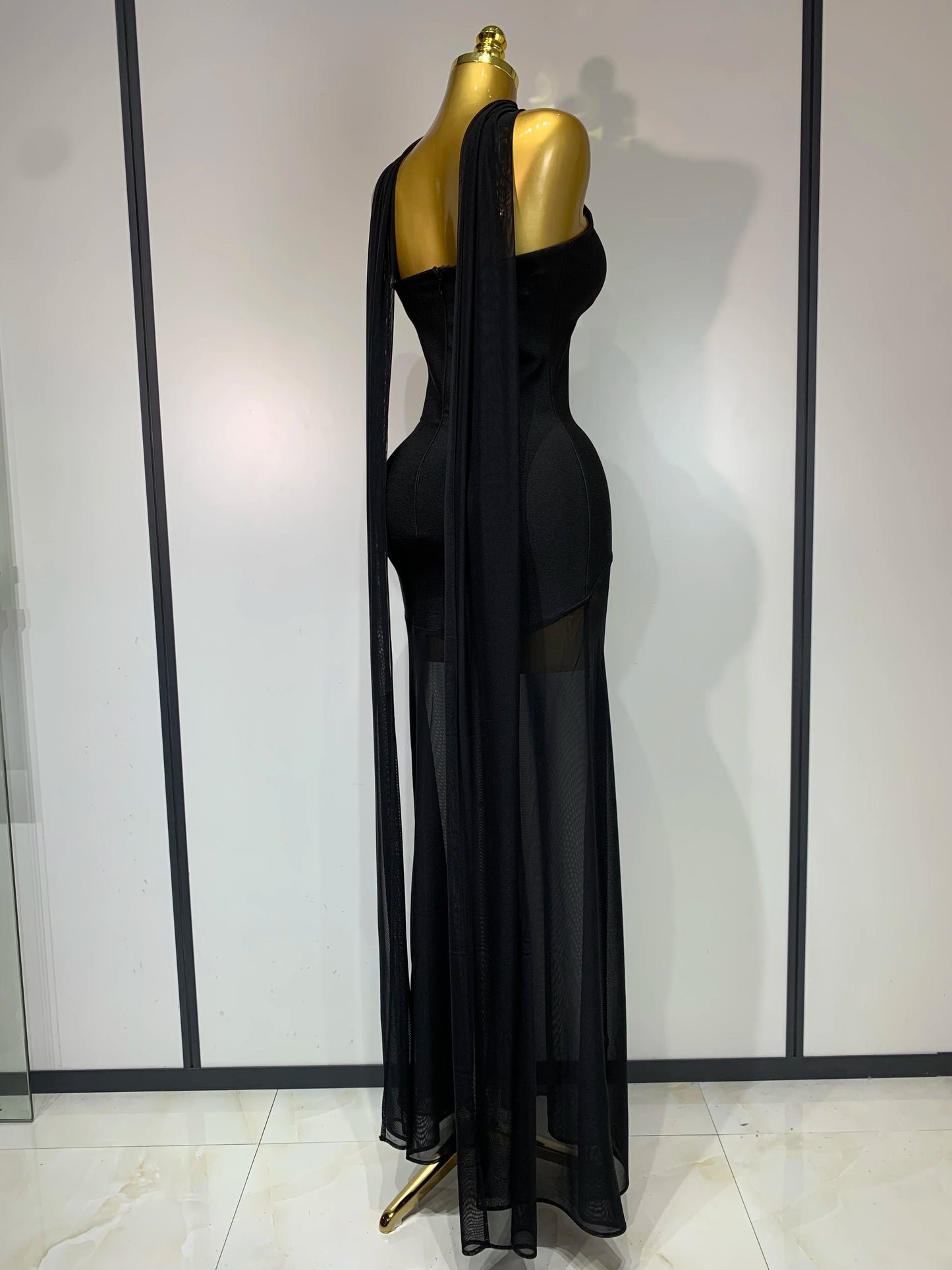 Strapless Backless Long Mesh Dresses